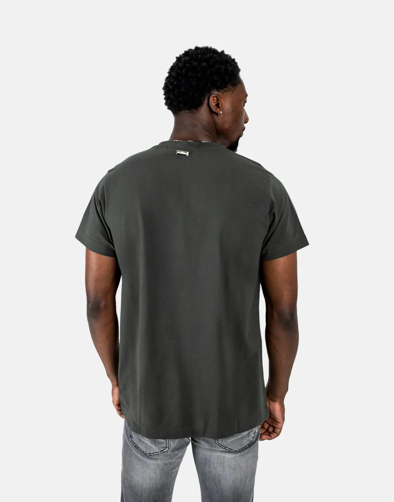 Les Hommes Centre Print Mil Green T-Shirt