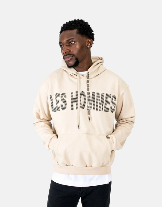Les Hommes Graphic Hooded Stone Sweatshirt