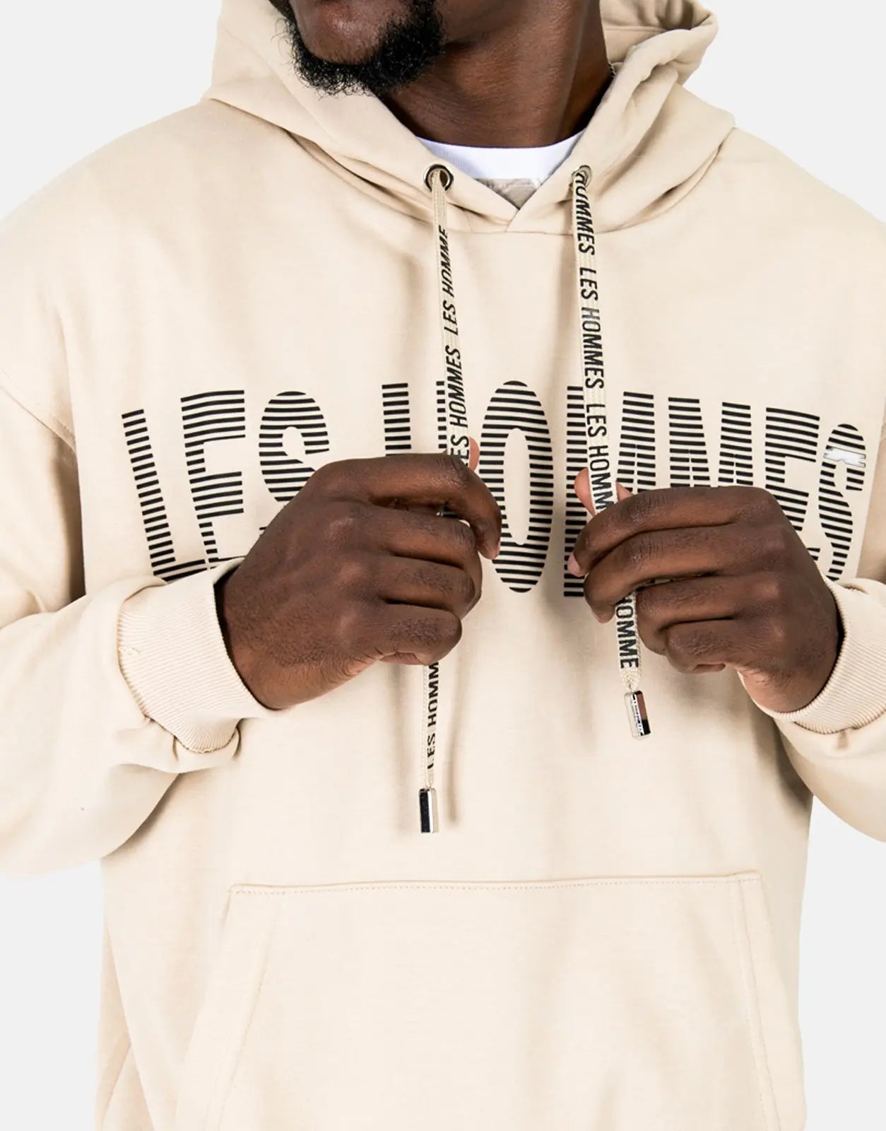 Les Hommes Graphic Hooded Stone Sweatshirt