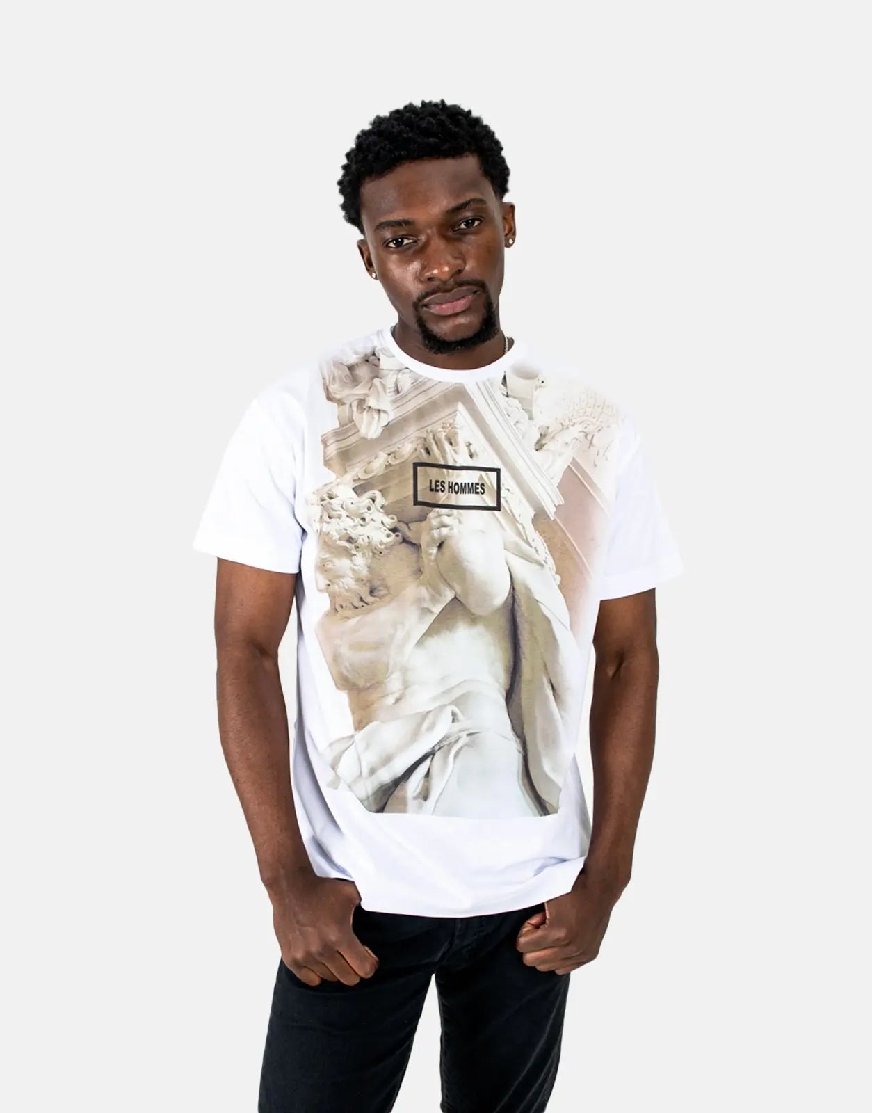 Les Hommes Graphic Print White T-Shirt