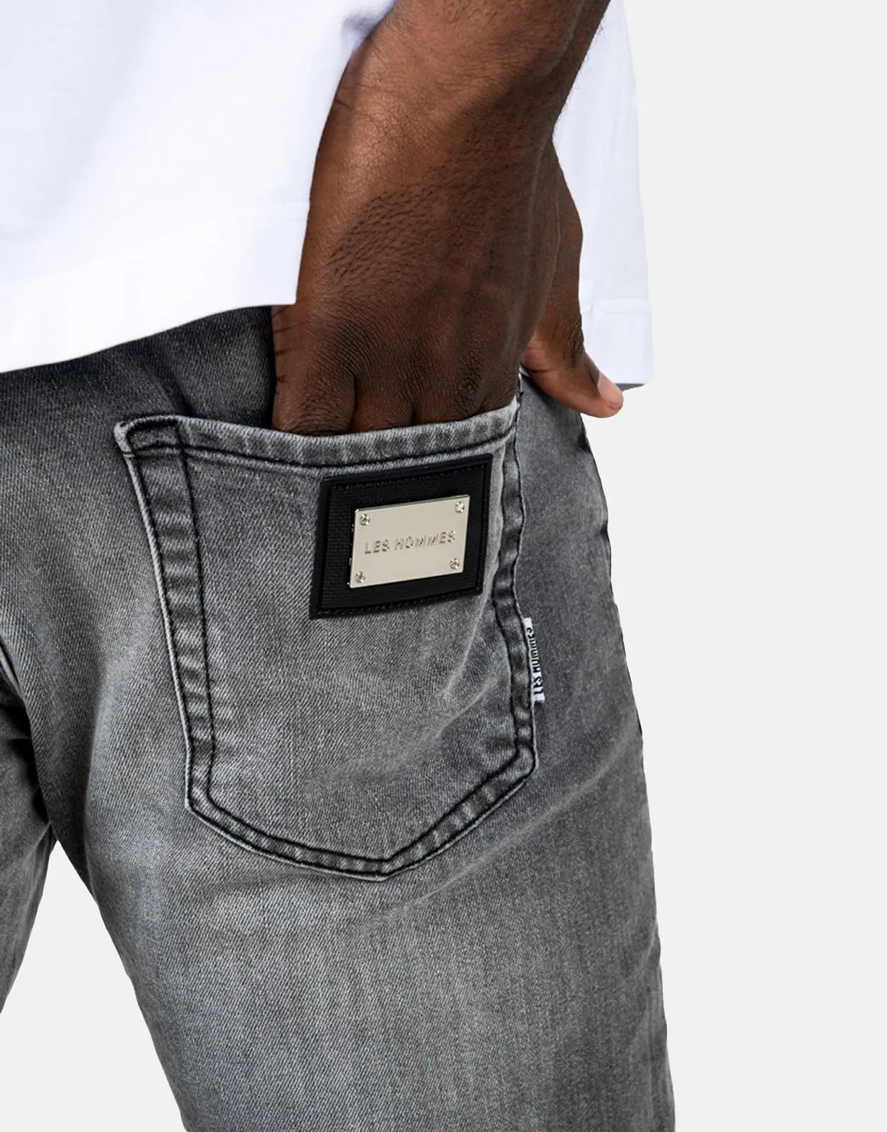 Les Hommes Grey Wash Slim Jeans