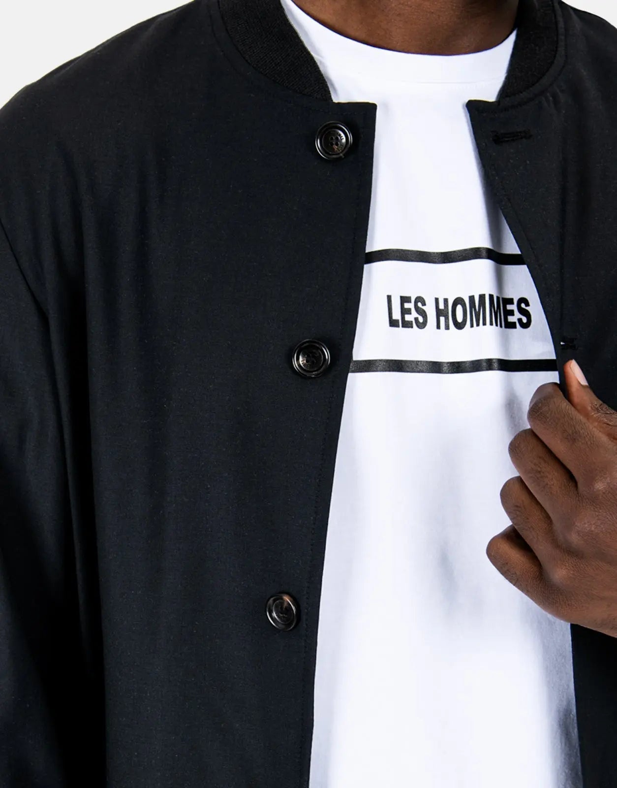 Les Hommes Lightweight Black Bomber Jacket