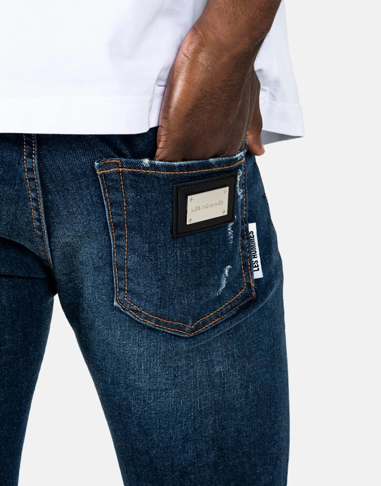 Les Hommes Mid Blue Wash Slim Jeans