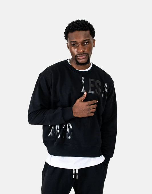 Les Hommes Multi Font Black Sweatshirt