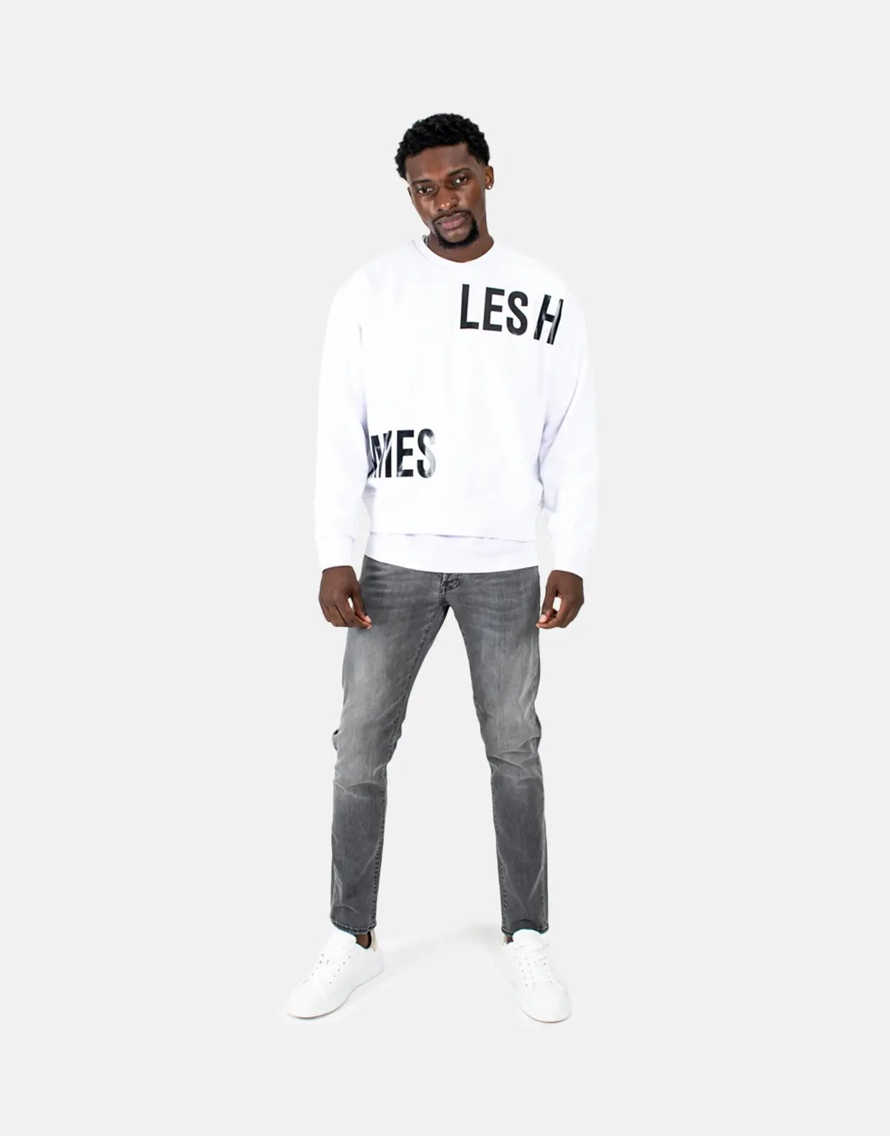 Les Hommes Multi Font White Sweatshirt
