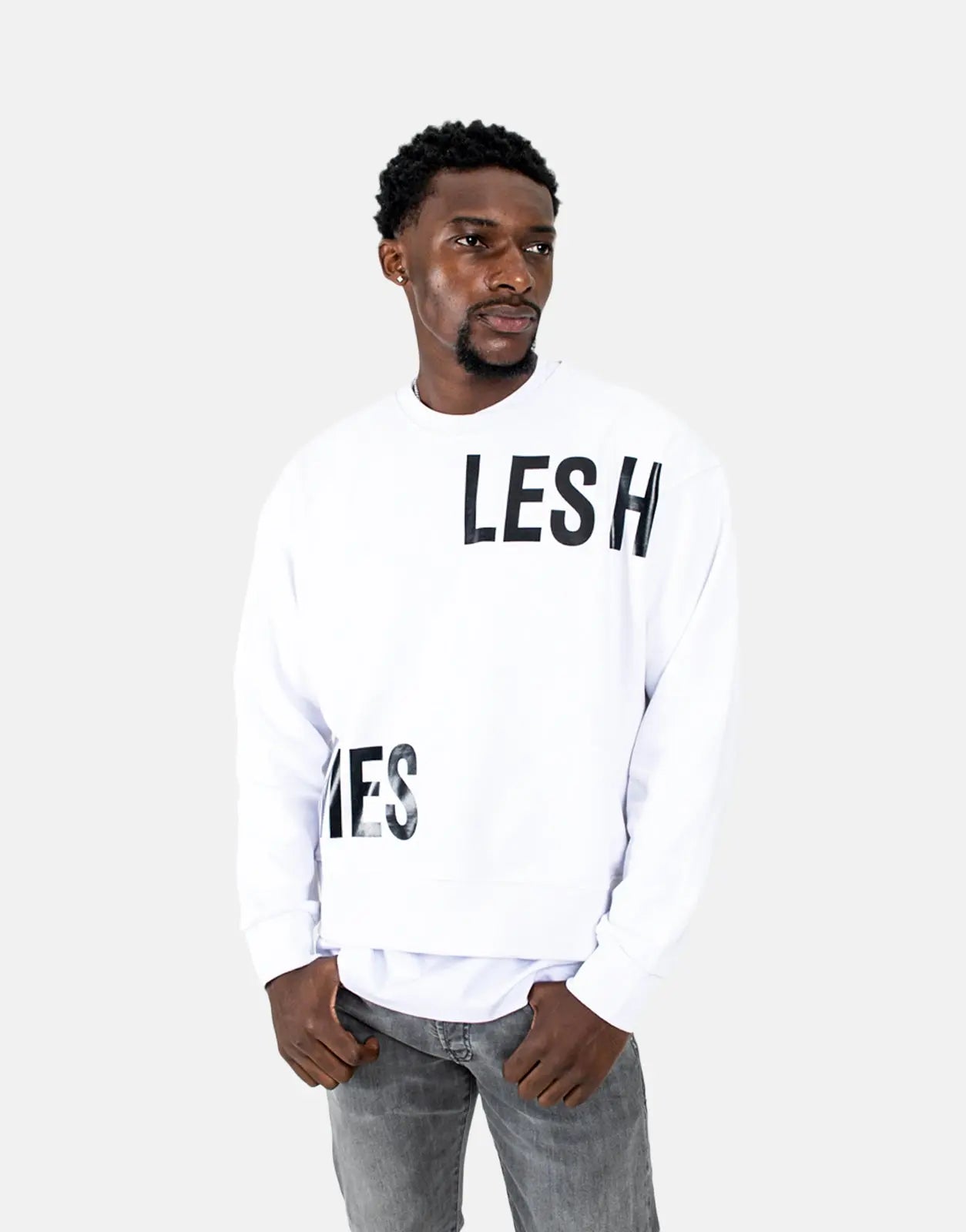 Les Hommes Multi Font White Sweatshirt