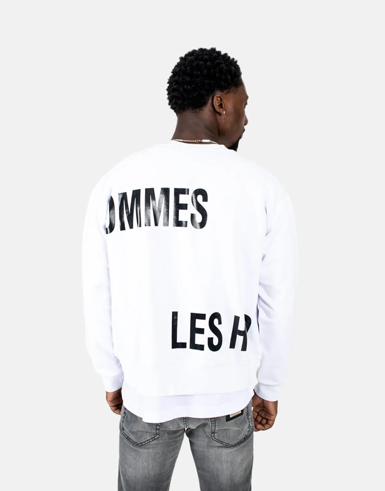 Les Hommes Multi Font White Sweatshirt