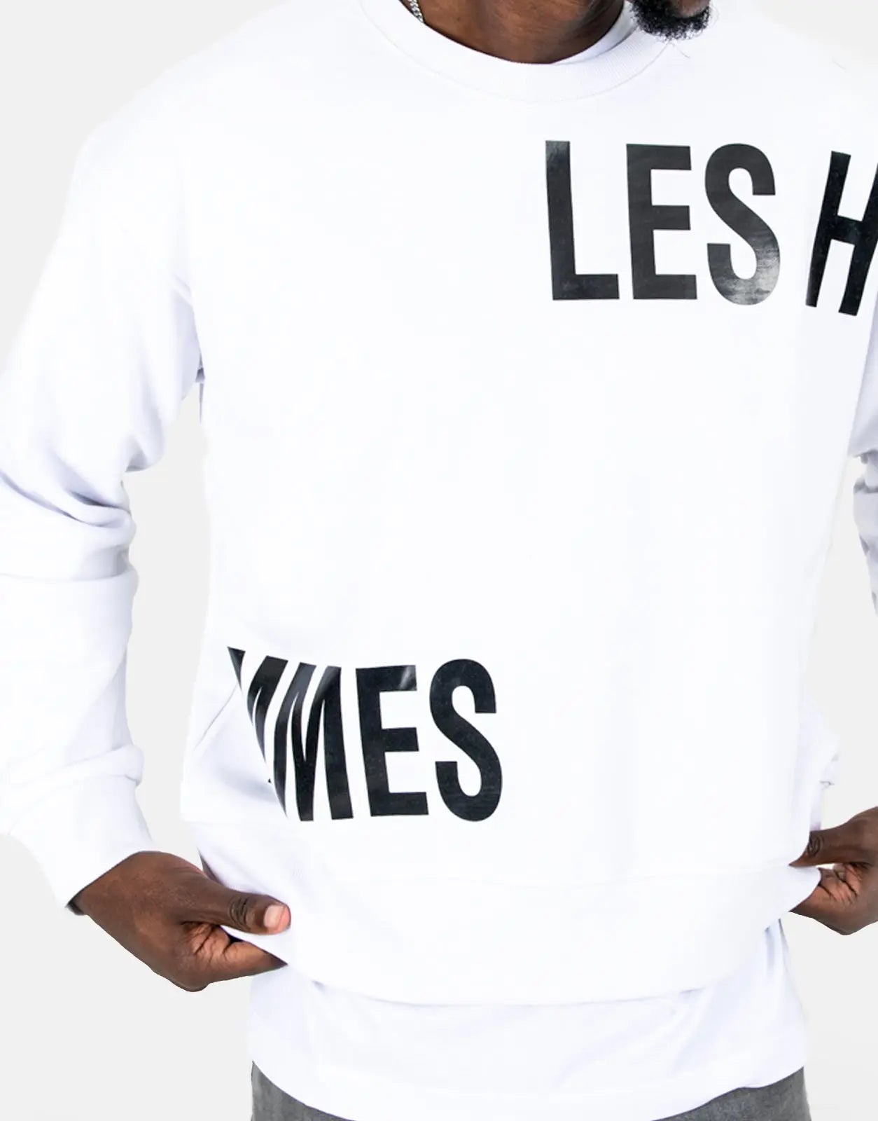 Les Hommes Multi Font White Sweatshirt