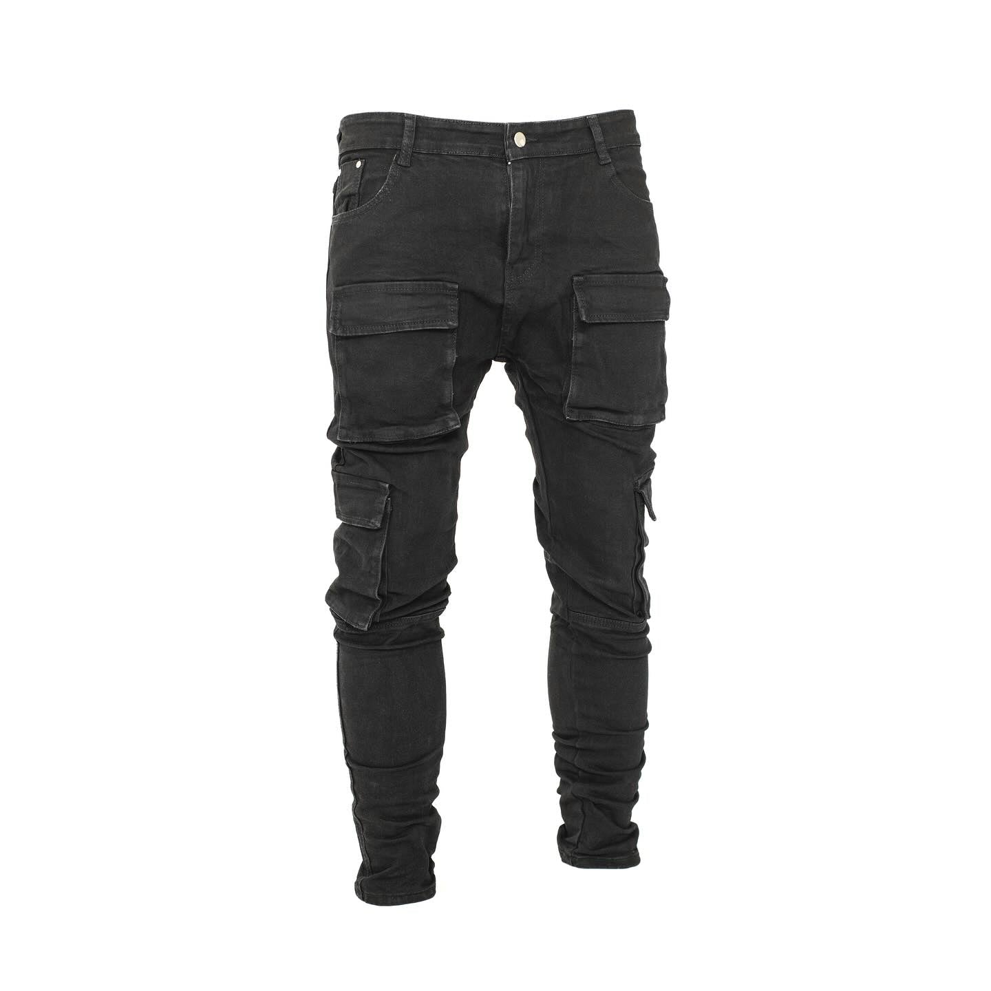 Men’s Black Multi Pocket Cargo Skinny Fit Denim Jeans