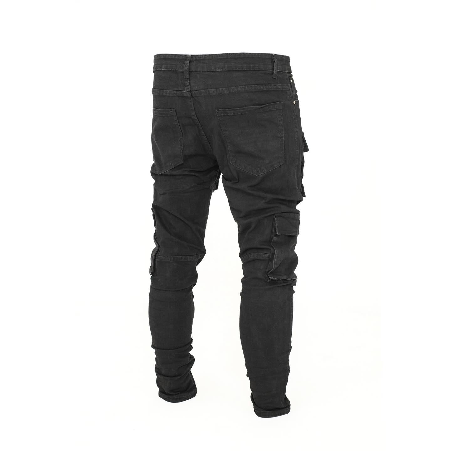 Men’s Black Multi Pocket Cargo Skinny Fit Denim Jeans