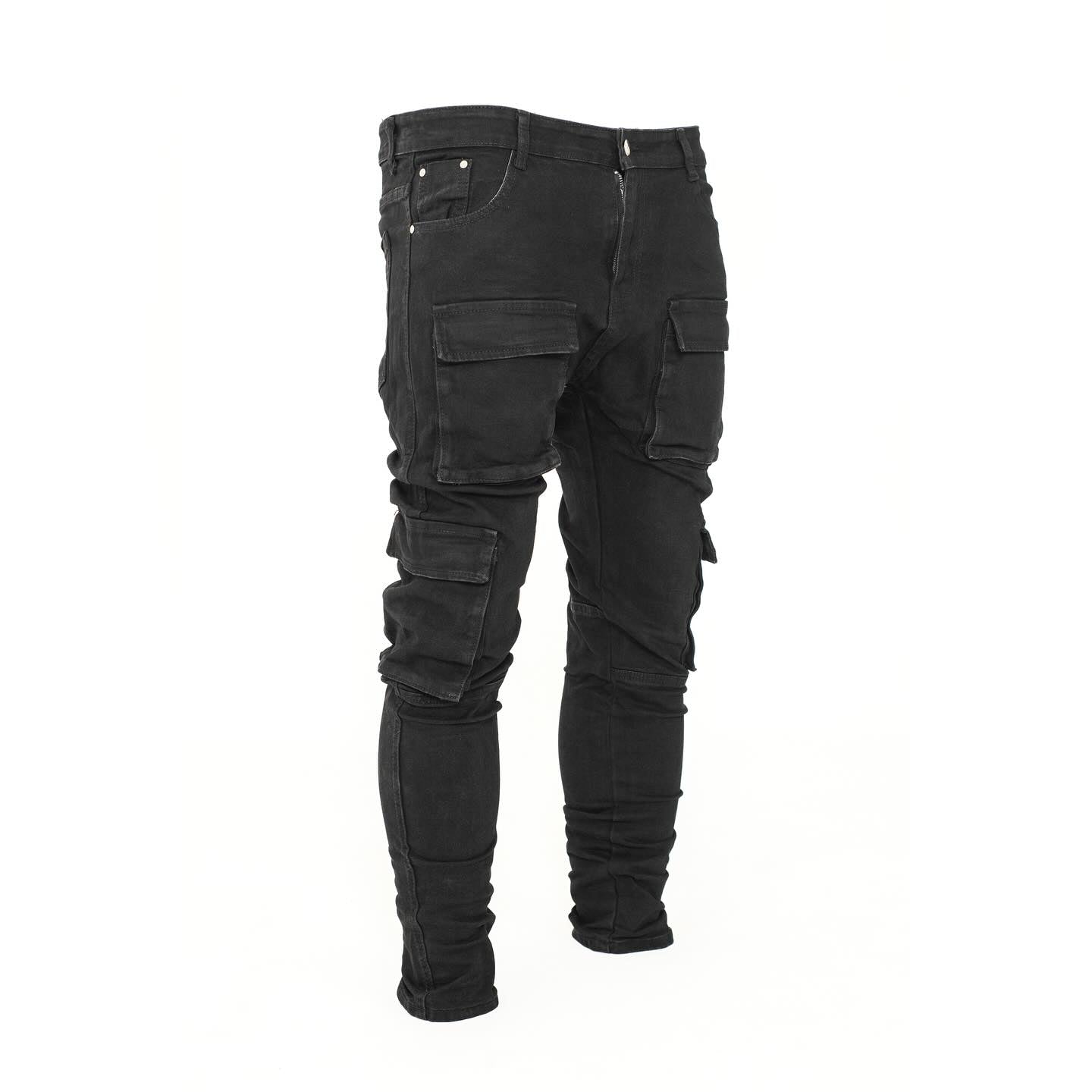 Men’s Black Multi Pocket Cargo Skinny Fit Denim Jeans