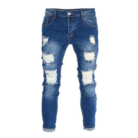 Men's Dark Blue Skinny Ripped Jeans