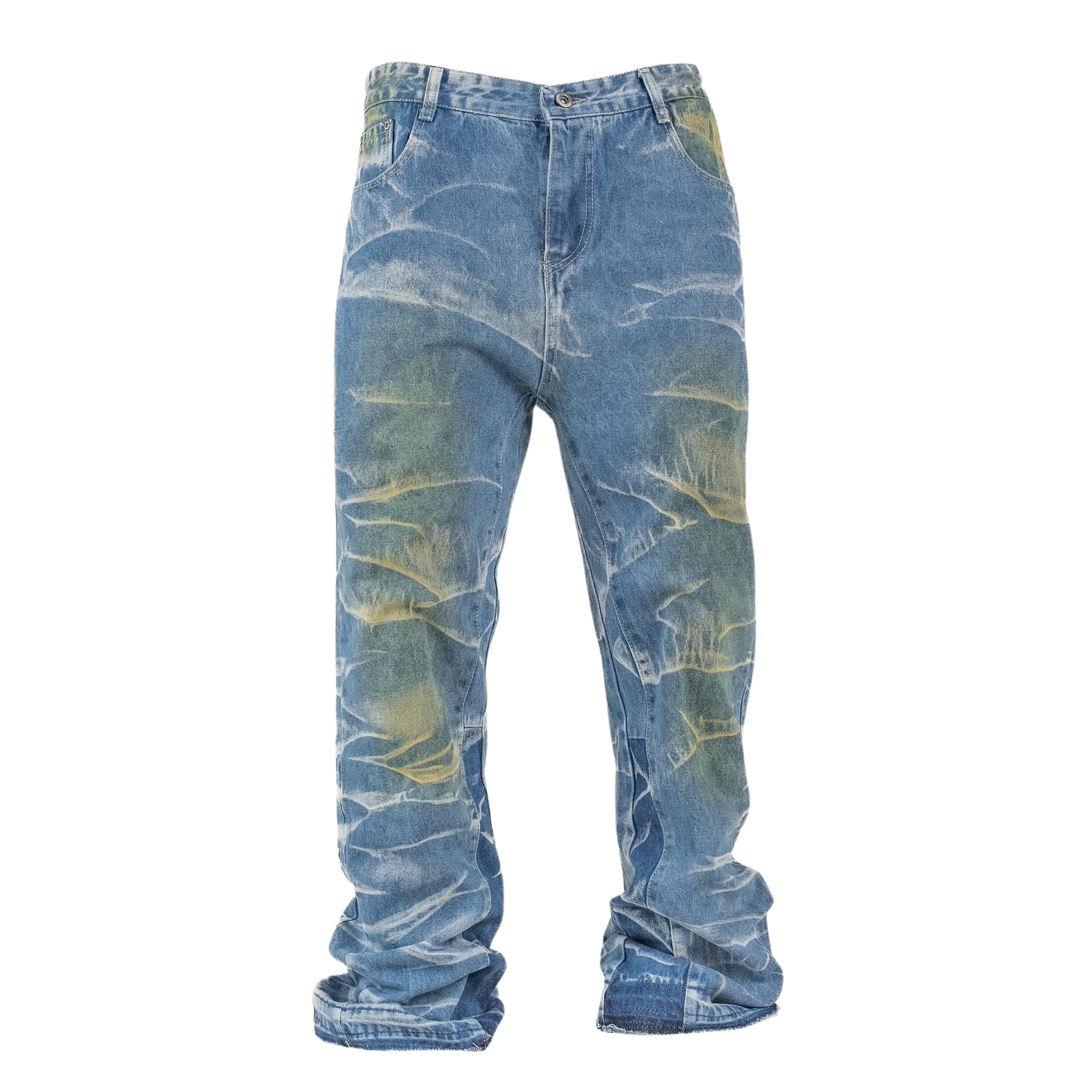 Men's Bagged Denim Acid Washed Jeans