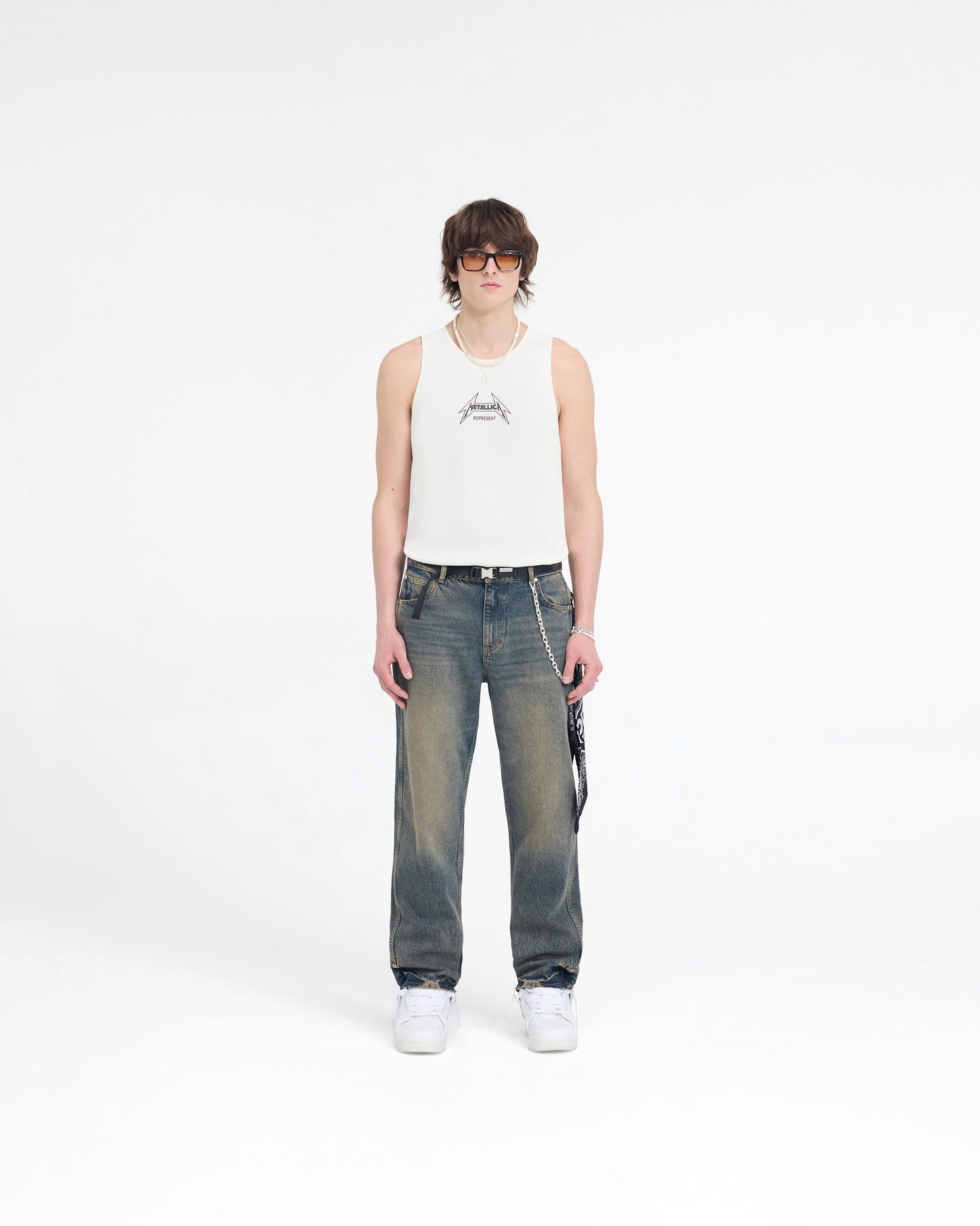 Represent X Metallica Local Crew Vest - Flat White