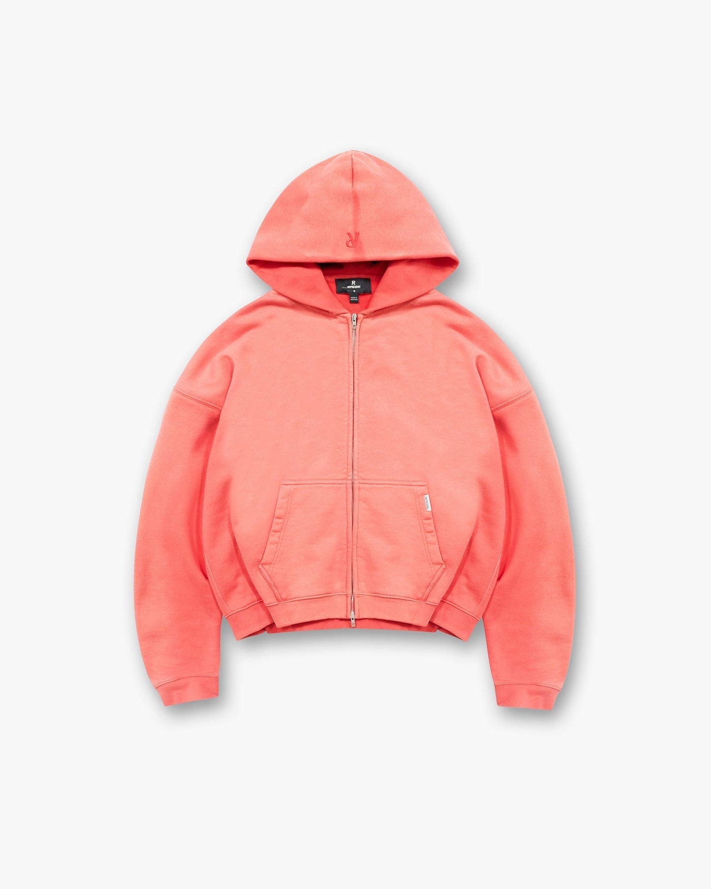 Initial Boxy Zip Through Hoodie - Vintage Red