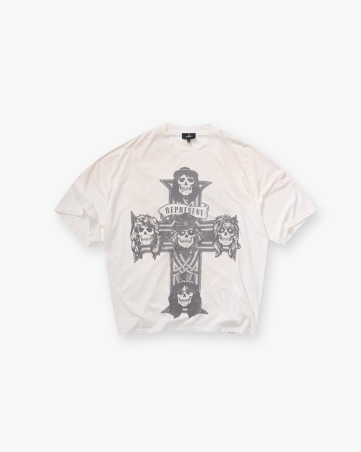 Represent X Guns N' Roses Cross T-Shirt - Washed Ecru