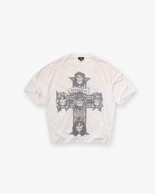 Represent X Guns N' Roses Cross T-Shirt - Washed Ecru
