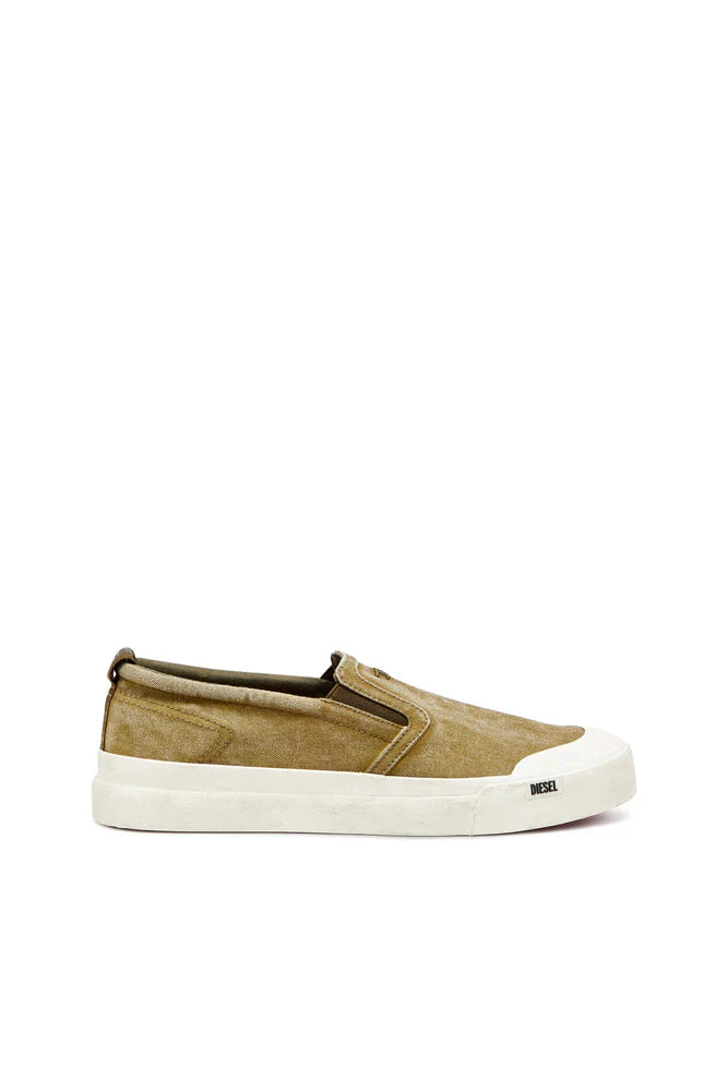 S-Athos-Canvas slip-on sneakers with D embroidery