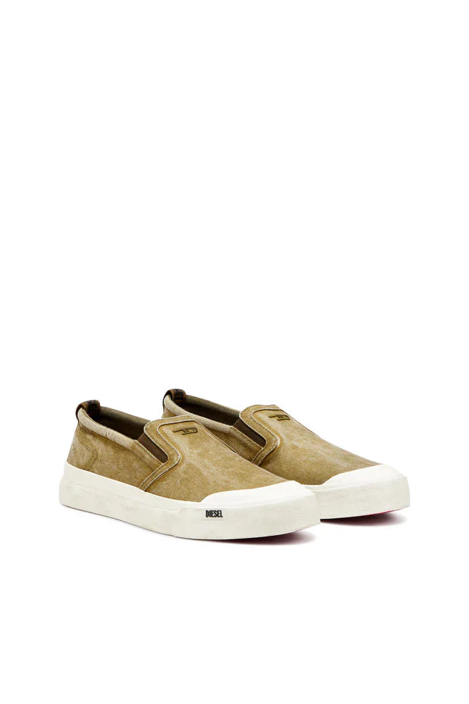S-Athos-Canvas slip-on sneakers with D embroidery