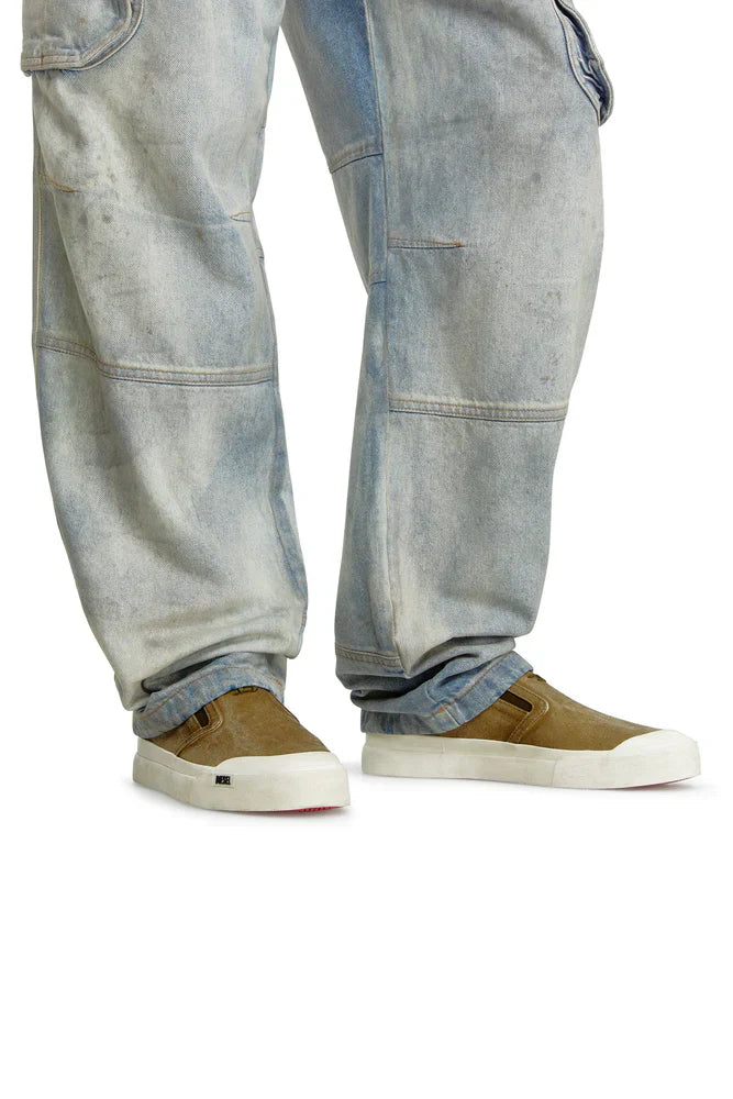 S-Athos-Canvas slip-on sneakers with D embroidery