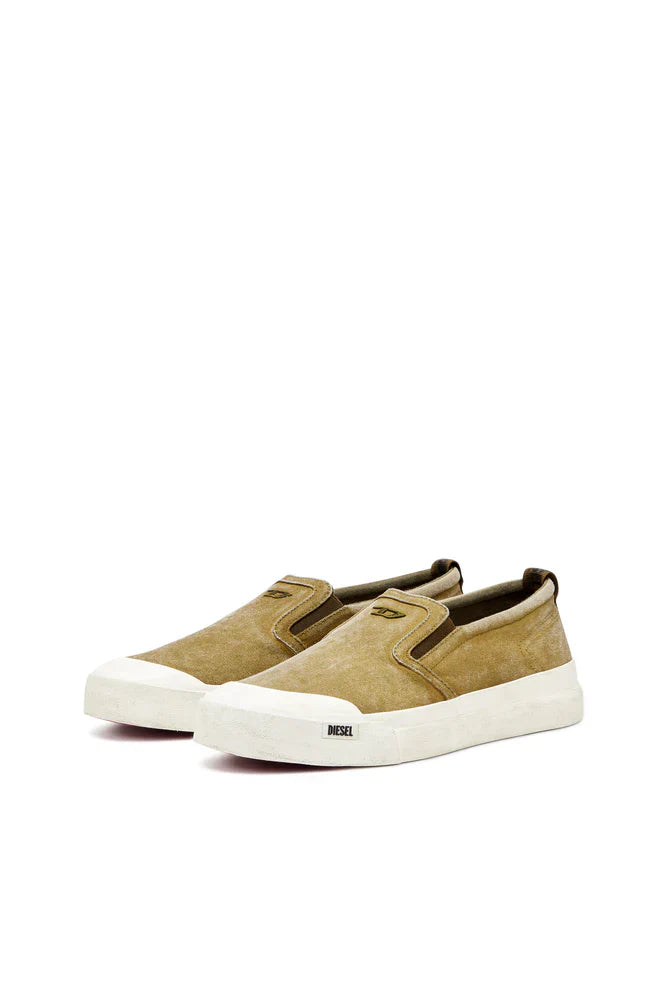 S-Athos-Canvas slip-on sneakers with D embroidery