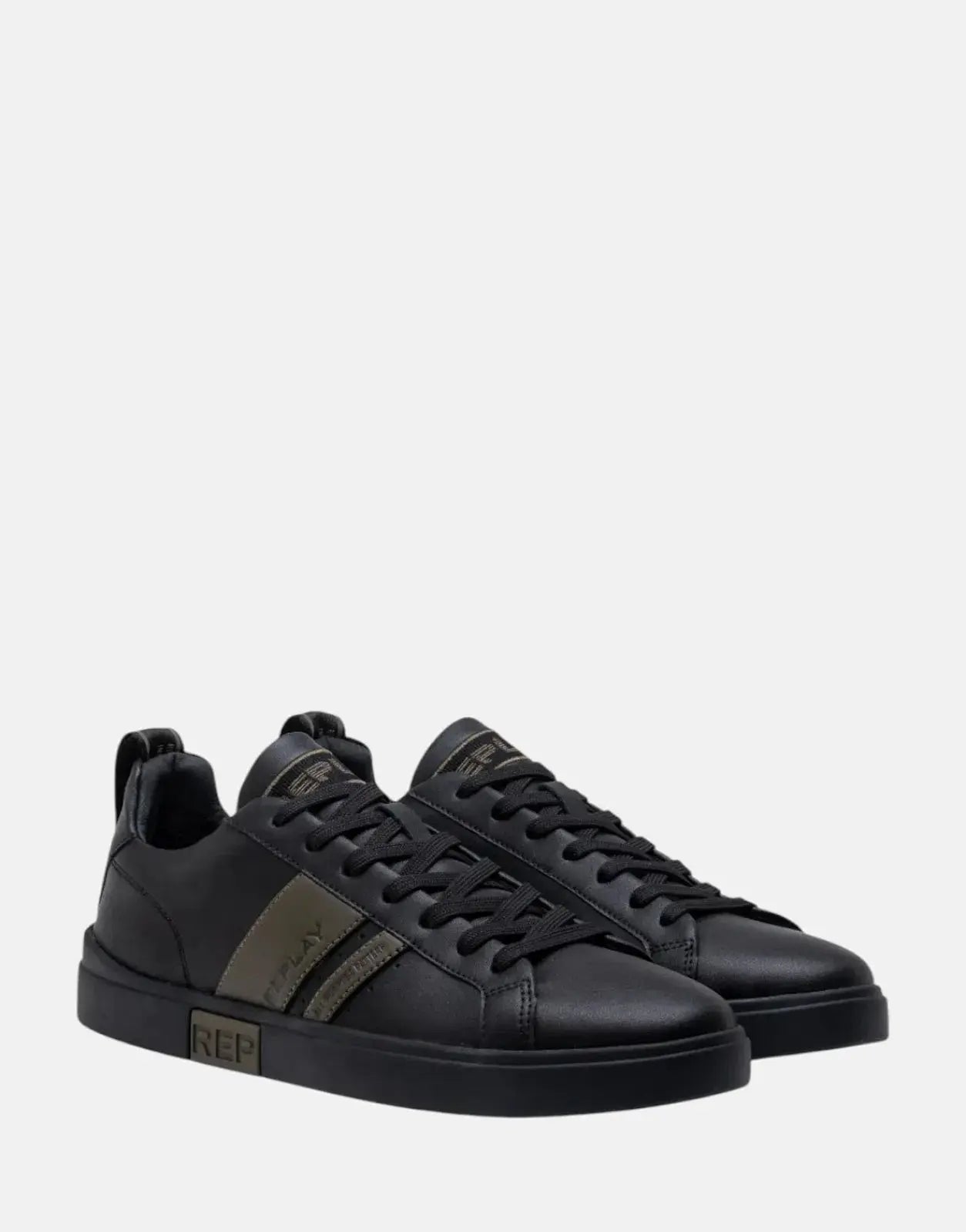 Replay Poly Stripes 2 Black/Mil Green Sneakers