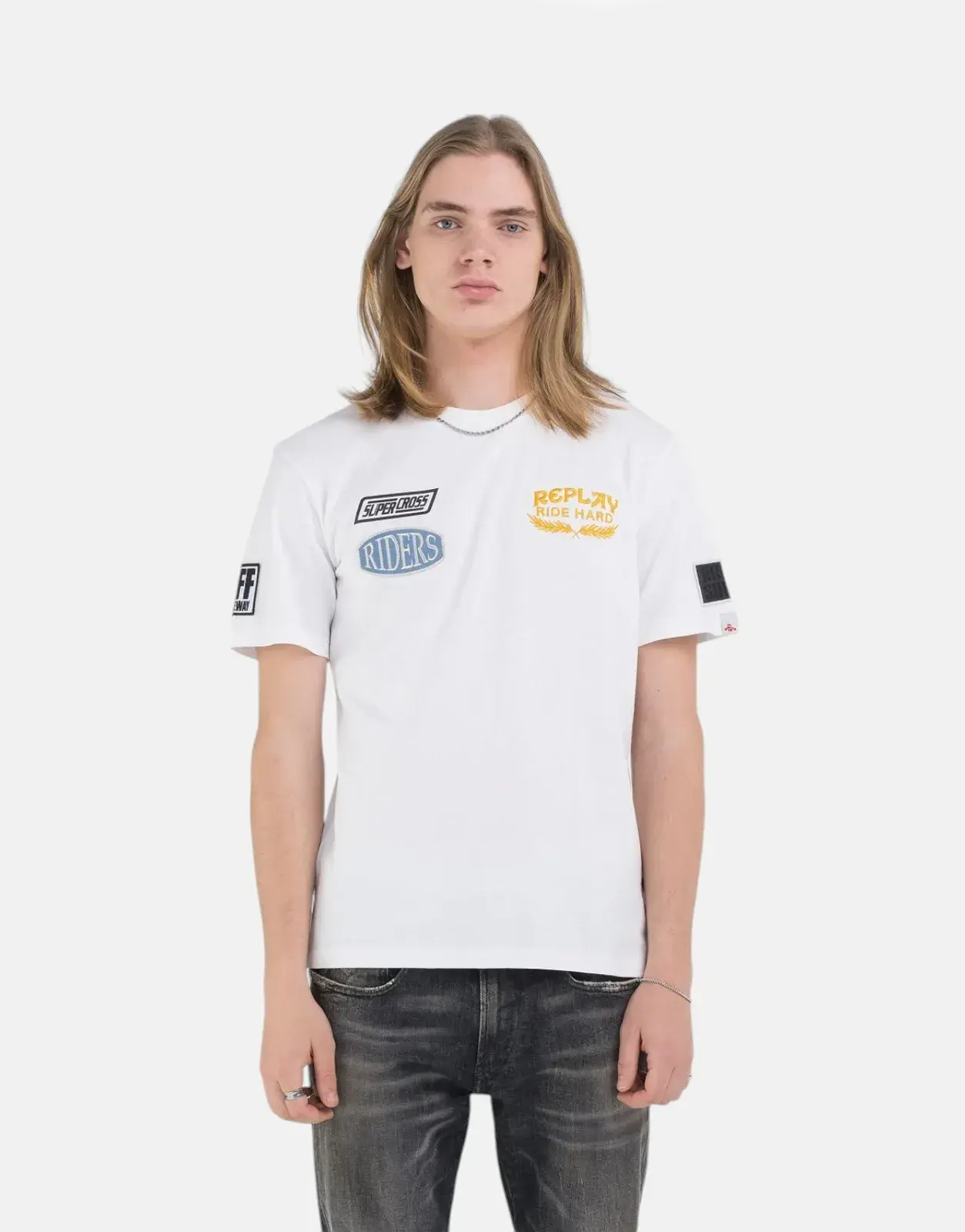 Replay Ride Hard Badges T-Shirt White