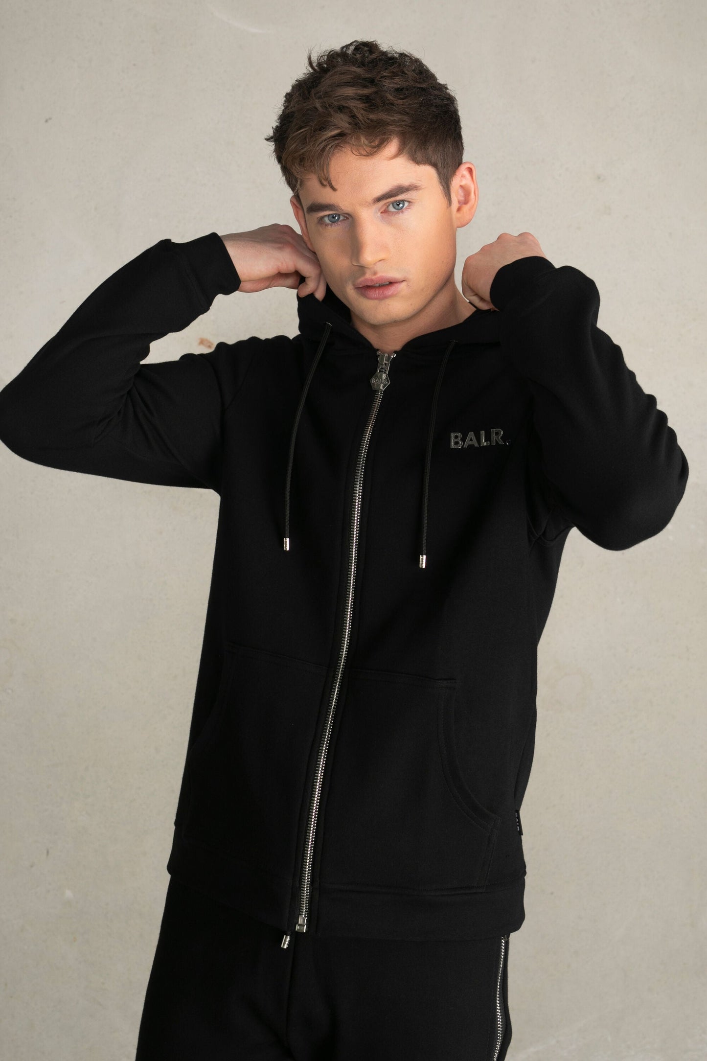BALR Q-Series Straight Zipped Hoodie Men Black