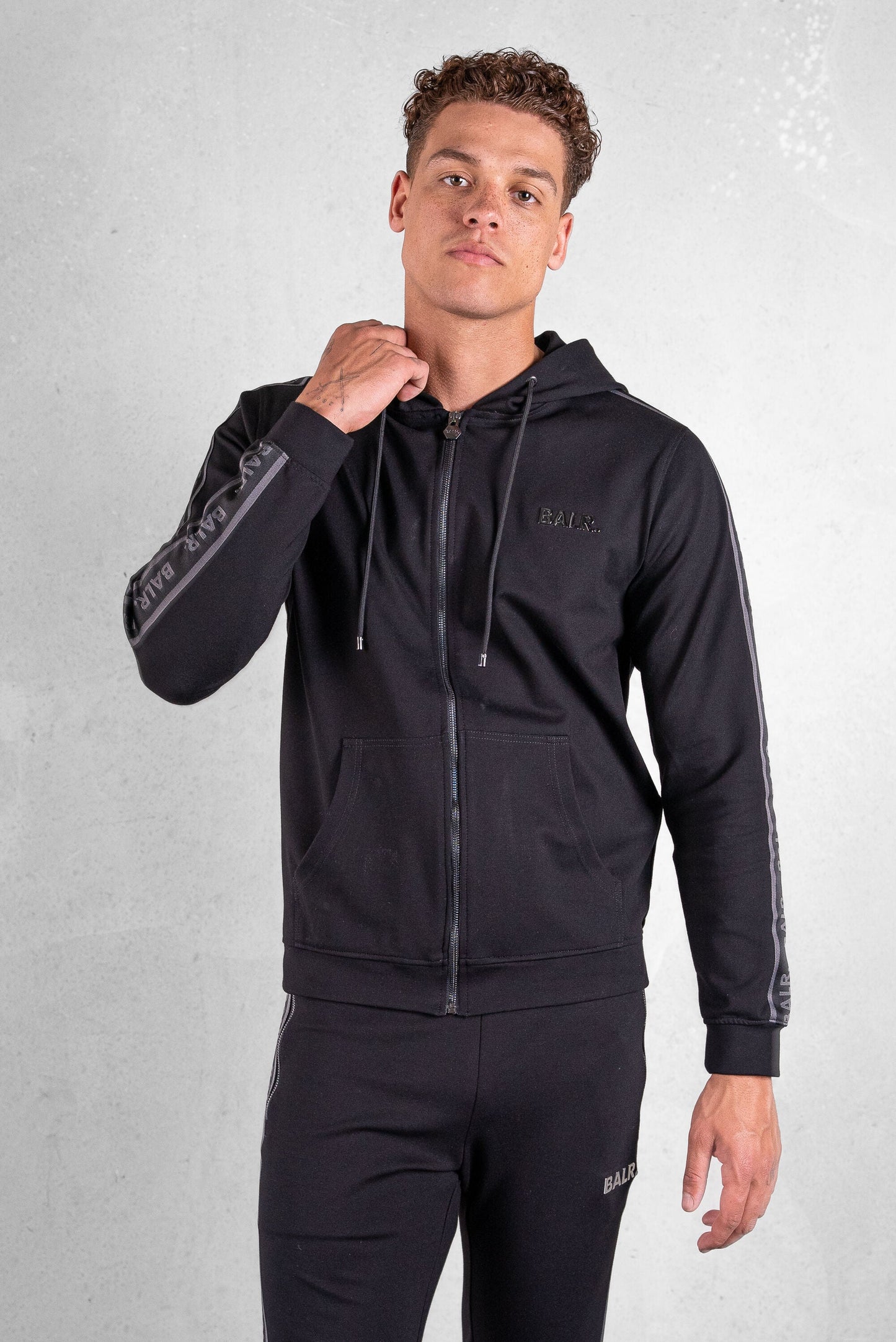 BALR Q-Tape Zip Through Hoodie Jet Black