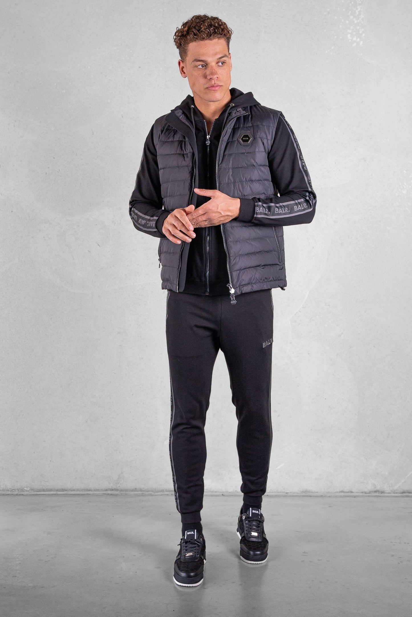 BALR Q-Tape Zip Through Hoodie Jet Black