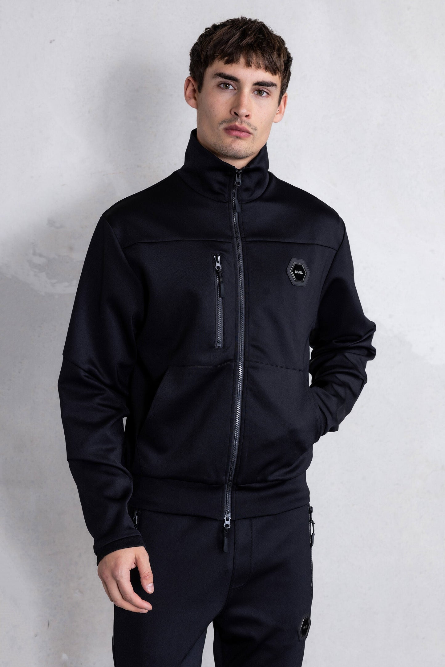 BALR Slim Tech Zip Track Jacket Jet Black