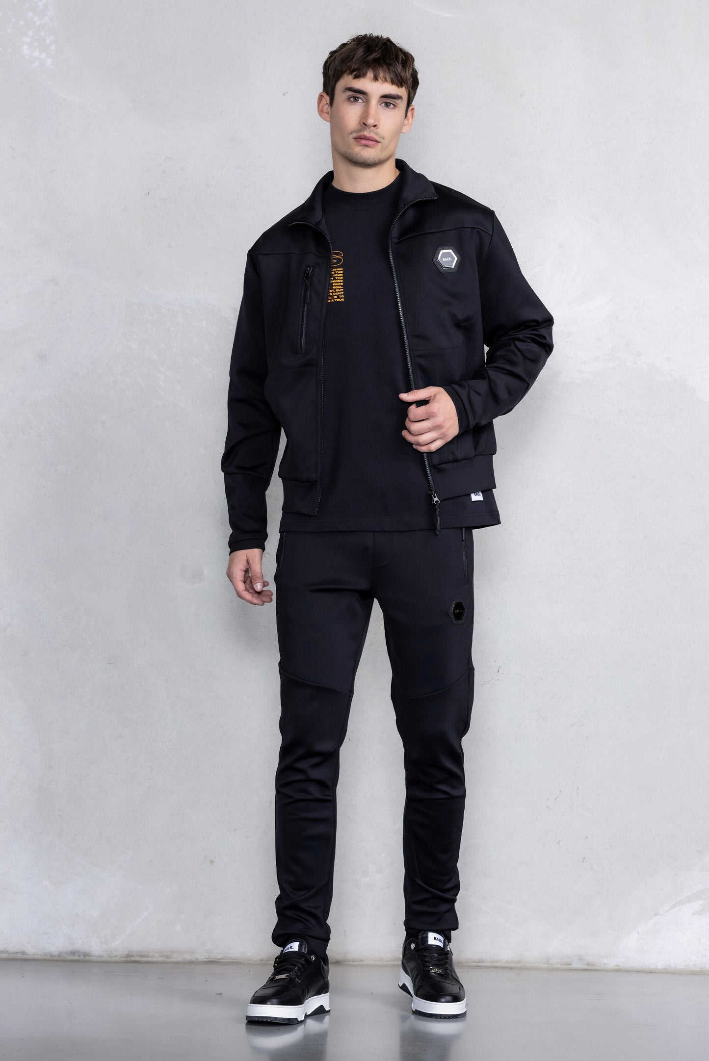BALR Slim Tech Zip Track Jacket Jet Black