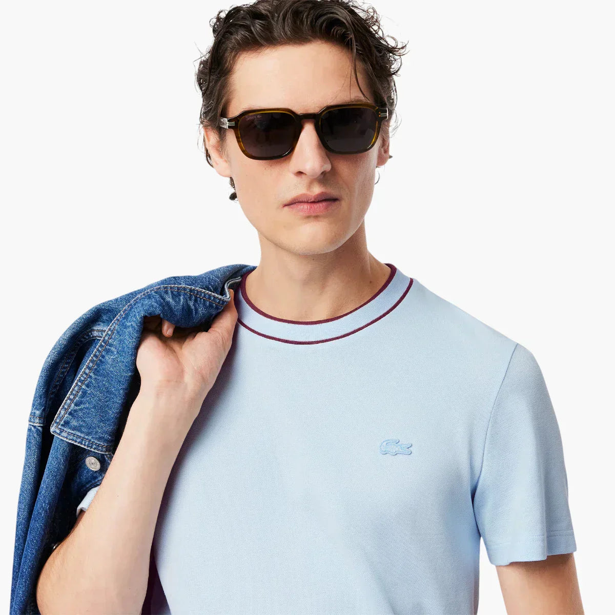 Stretch Piqué Stripe Collar T-Shirt