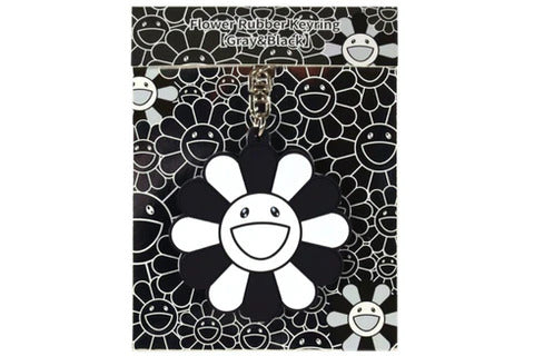 TAKASHI MURAKAMI FLOWER RUBBER KEYRING BLACK/GREY