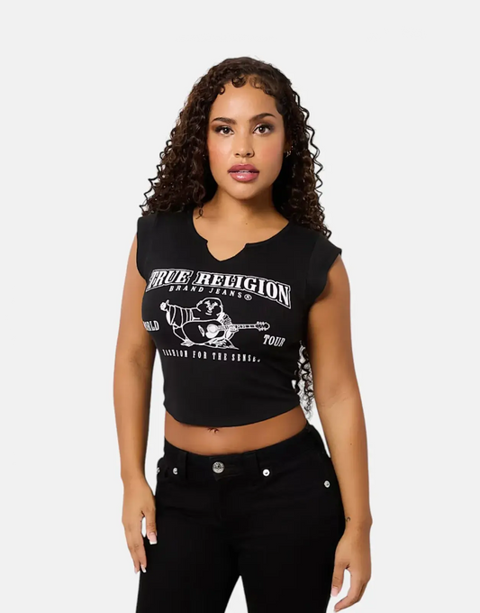 True Religion Notch Rib T-Shirt Black