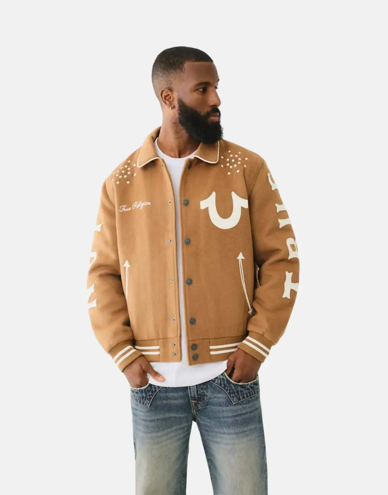 True Religion Varsity Wool  Brown Jacket