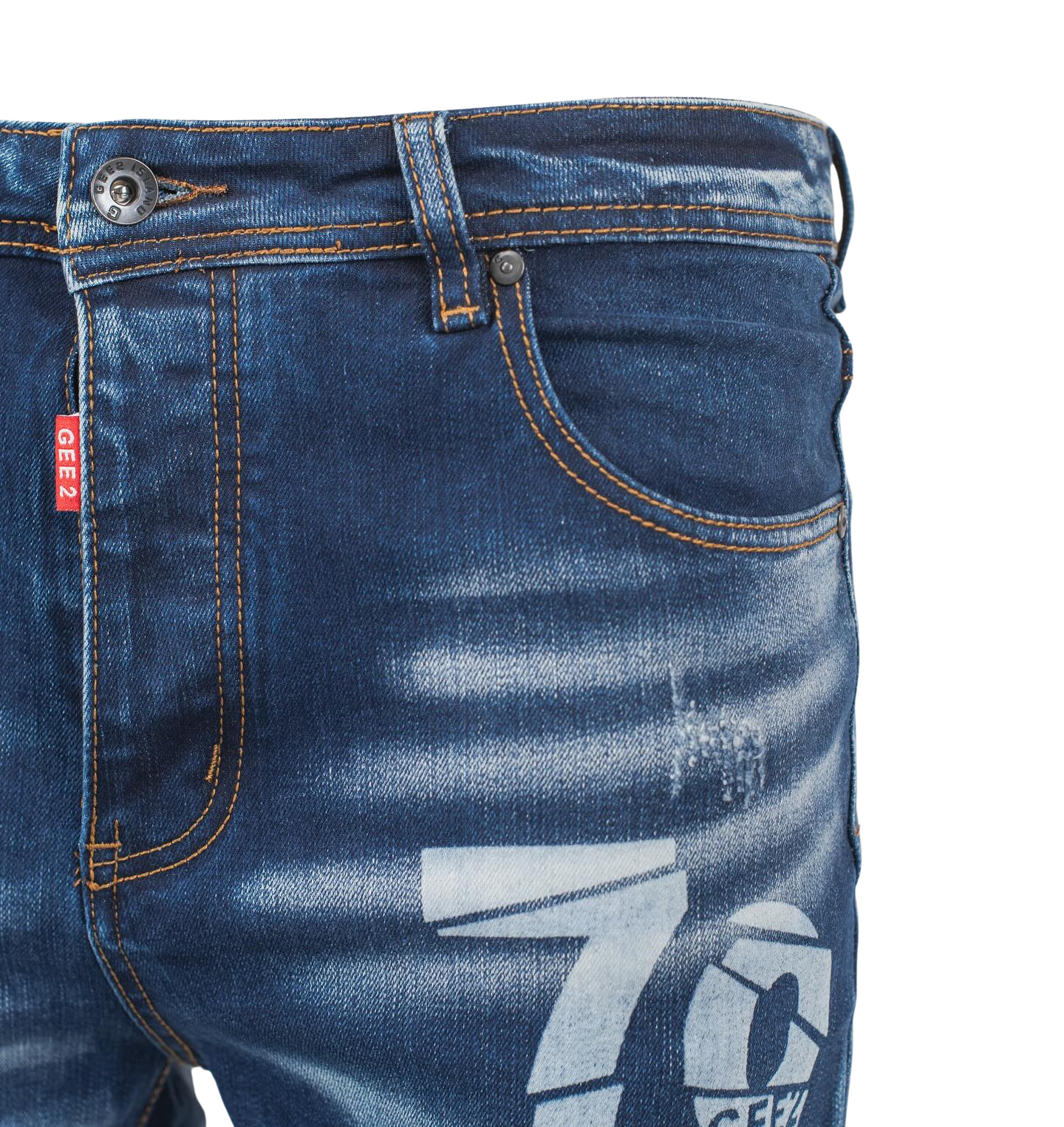 Distressed “79” Slim Fit Denim Jeans