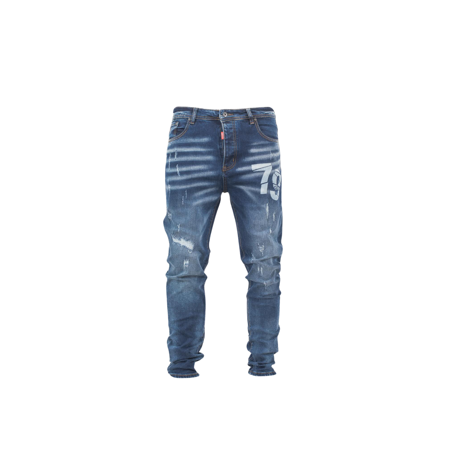 Distressed “79” Slim Fit Denim Jeans
