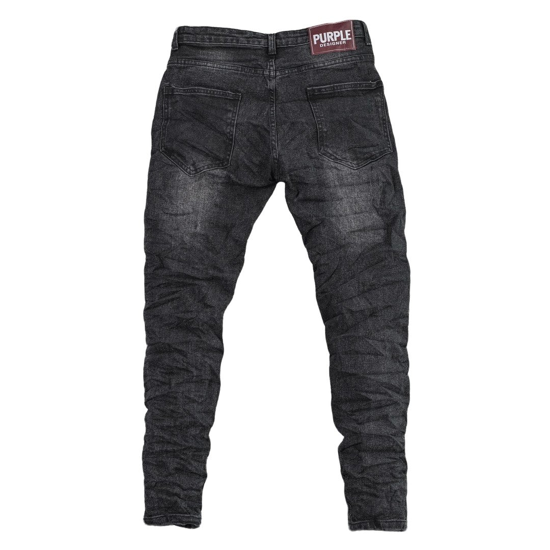 Purple Designer Black Distressed Denim Jeans