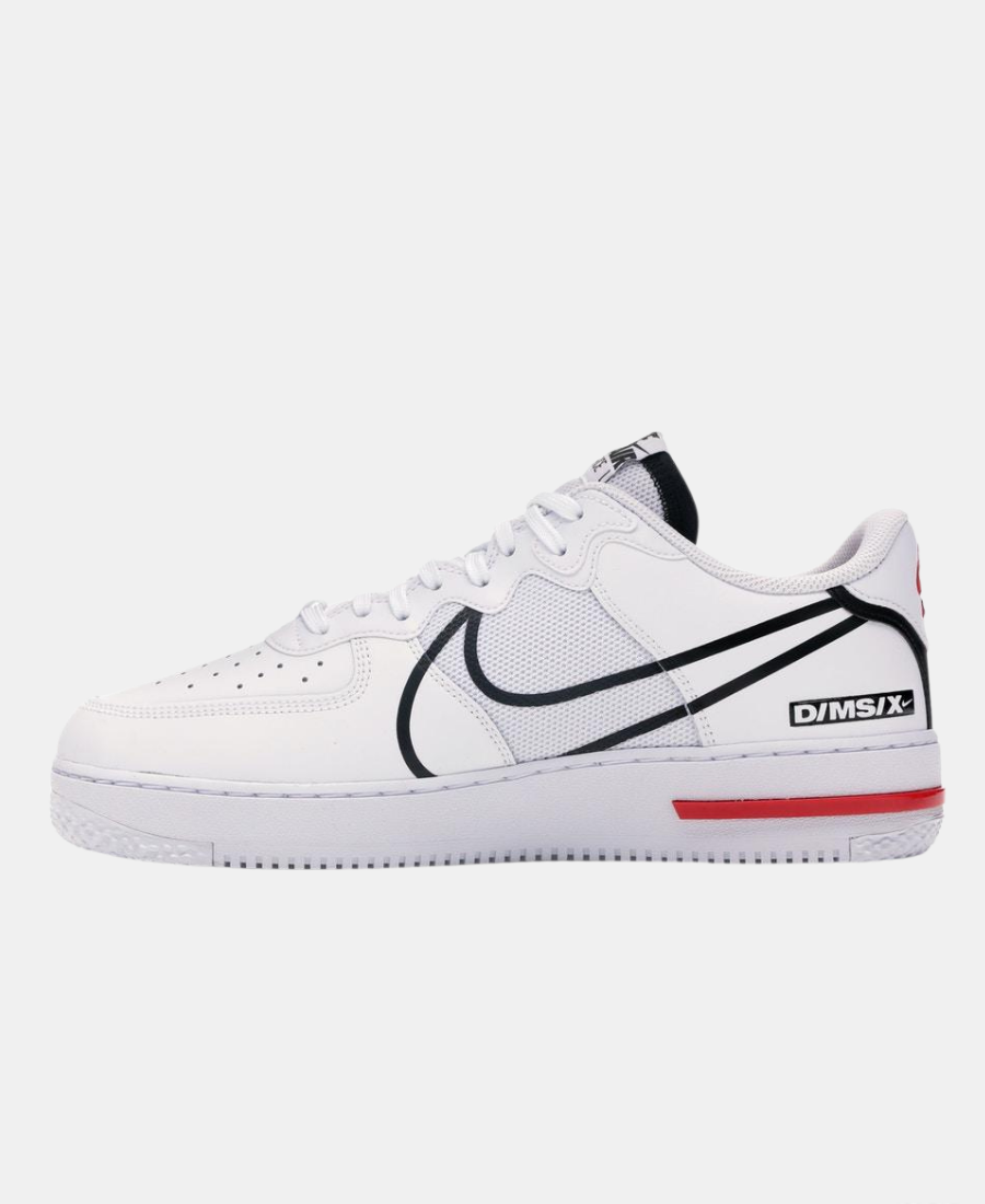 Air Force 1 React White Black Red