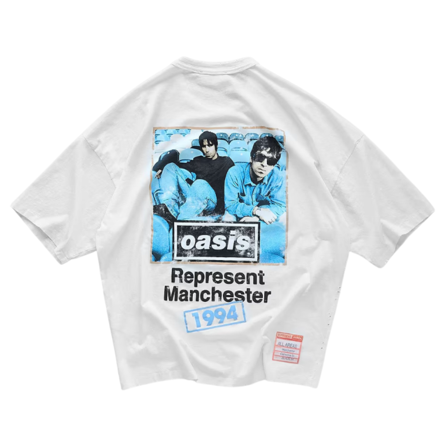 Represent X Oasis Maine Road T-Shirt - 'Flat White'