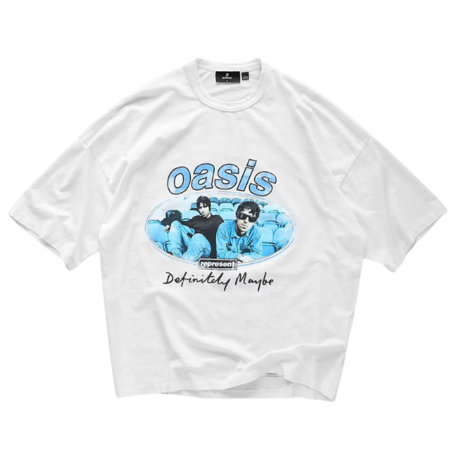 Represent X Oasis Maine Road T-Shirt - 'Flat White'