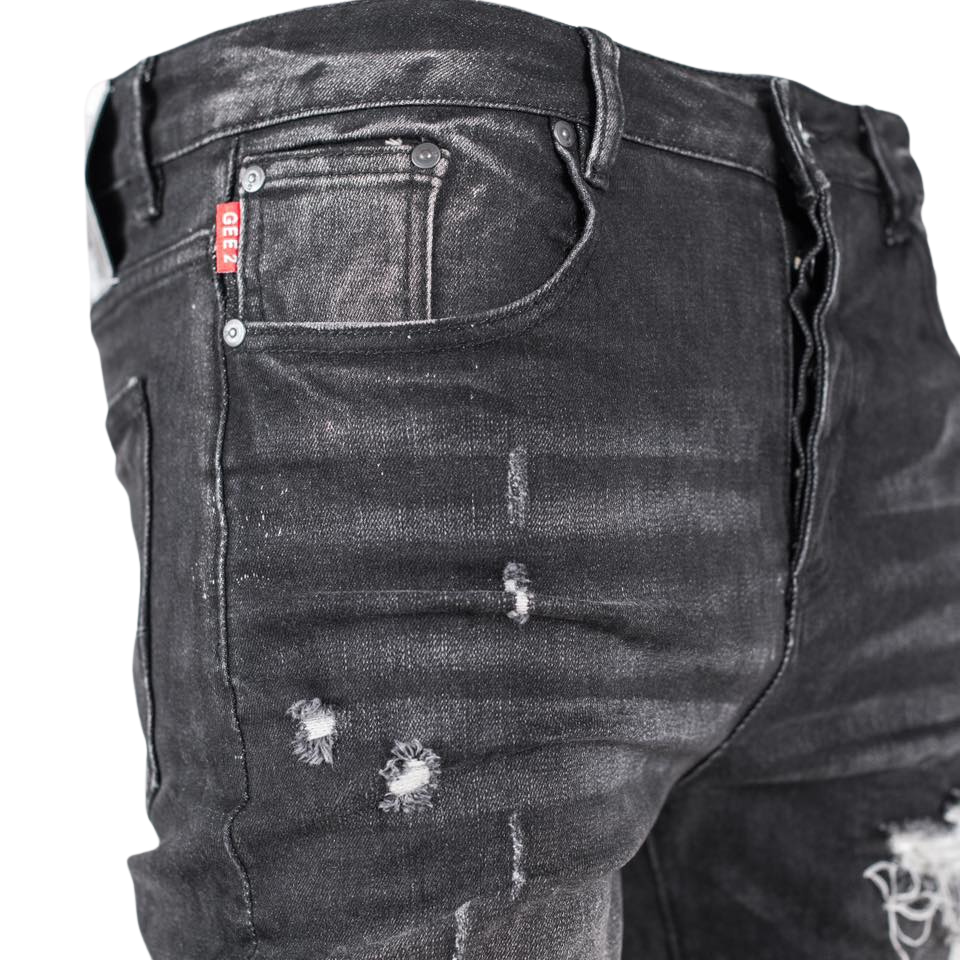 Black Men's Distressed Skinny Jeans