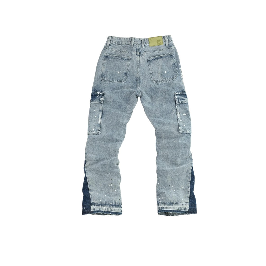 Men's Splatter Slim Flare Cargo Jeans