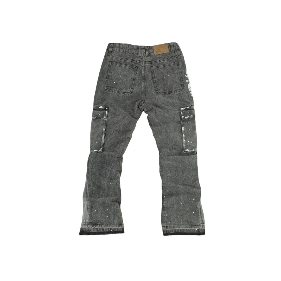 Men's Splatter Slim Flare Cargo Jeans