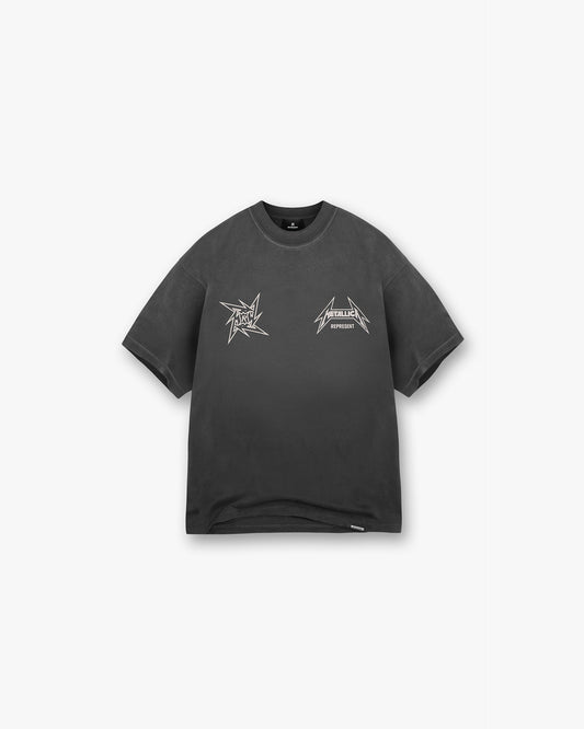 Represent X Metallica Local Crew T-Shirt - Stained Black