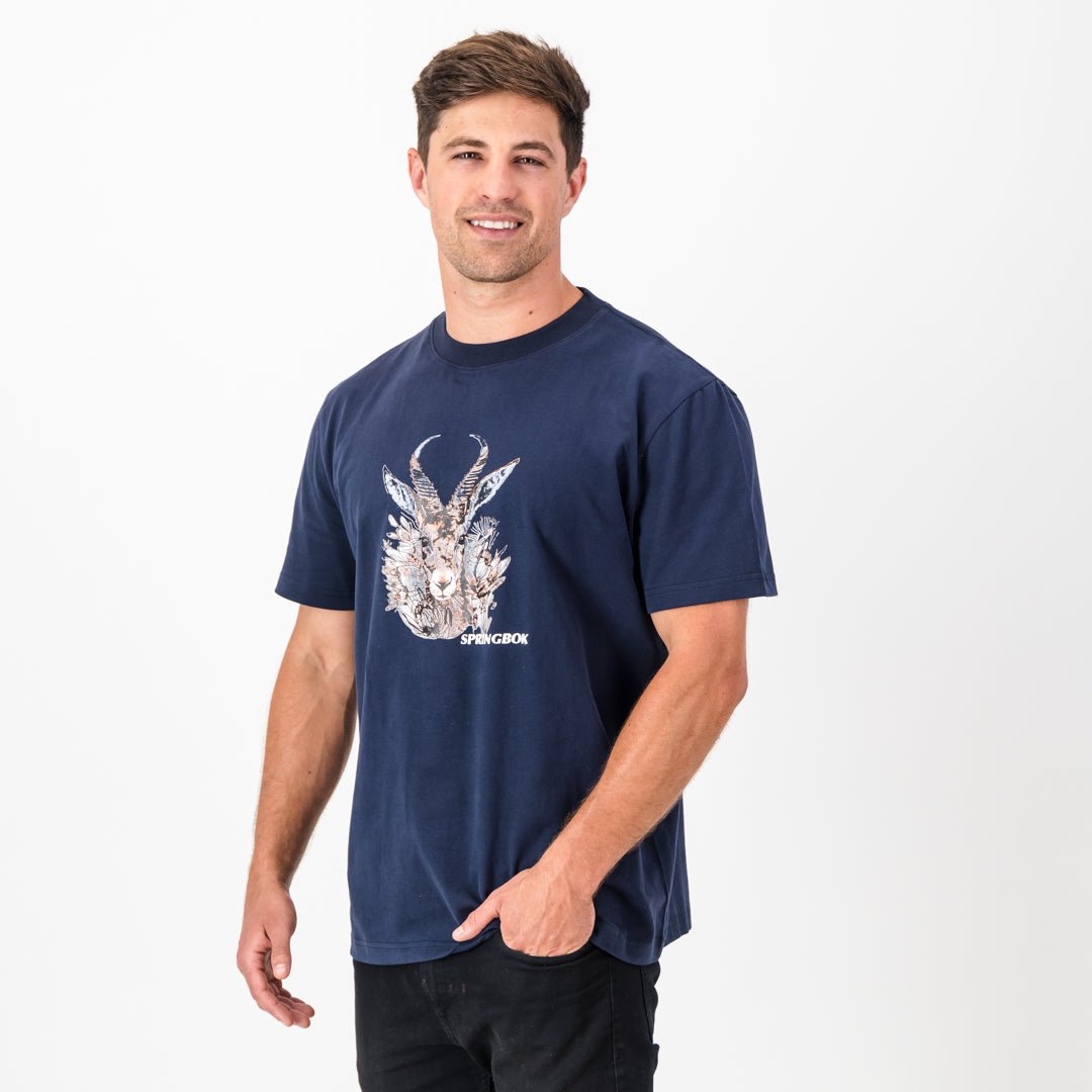 Springboks Artistic Regular Crew Tee-Navy