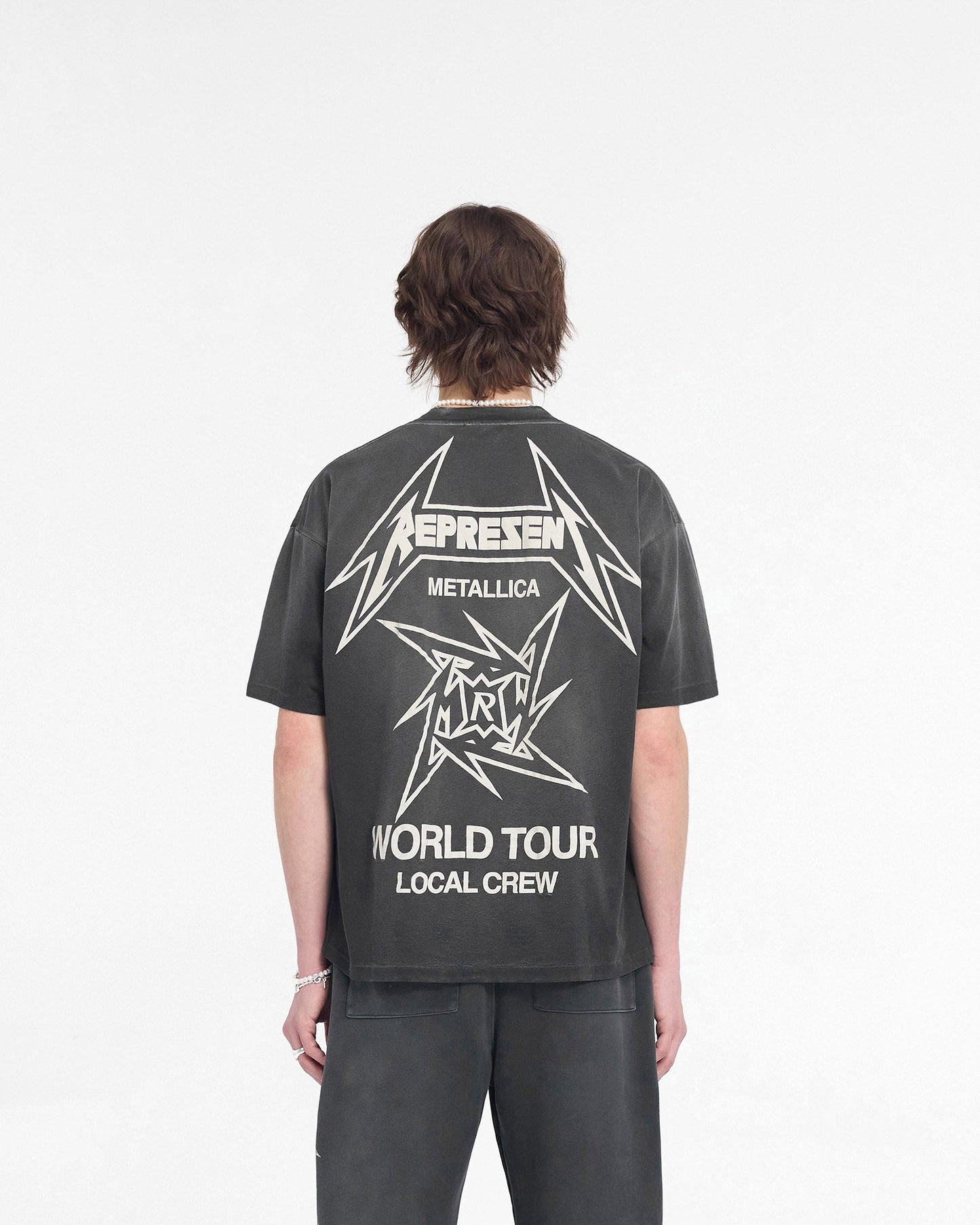 Represent X Metallica Local Crew T-Shirt - Stained Black