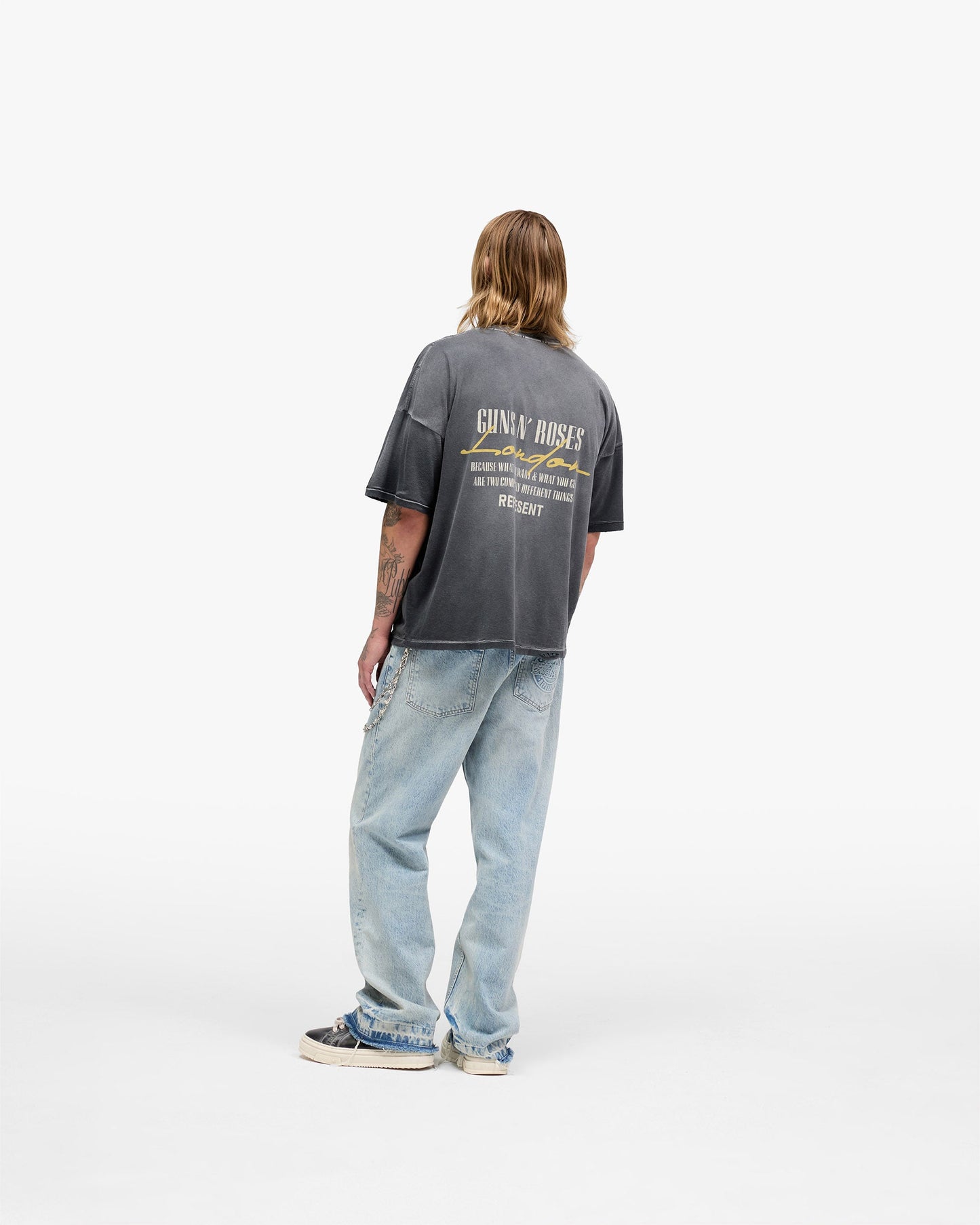 Represent X Guns N' Roses Cross T-Shirt - Stained Black