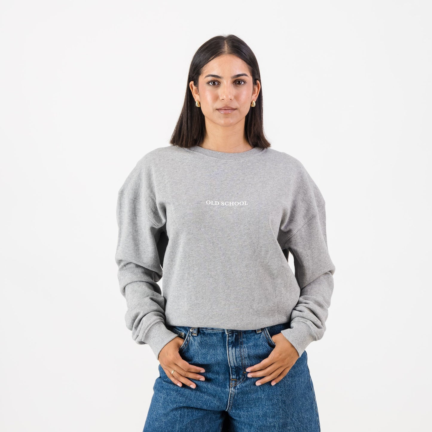 Old School Crew Neck Sweat-LT Grey Melange
